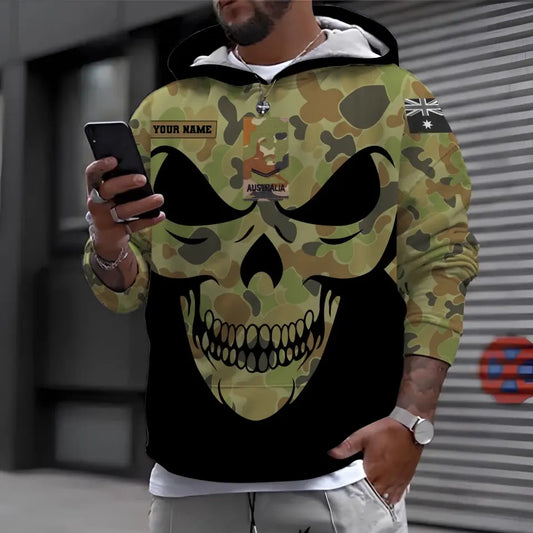 Sweat à capuche personnalisé avec camouflage soldat/vétéran australien avec nom et grade imprimé en 3D - 1699401609