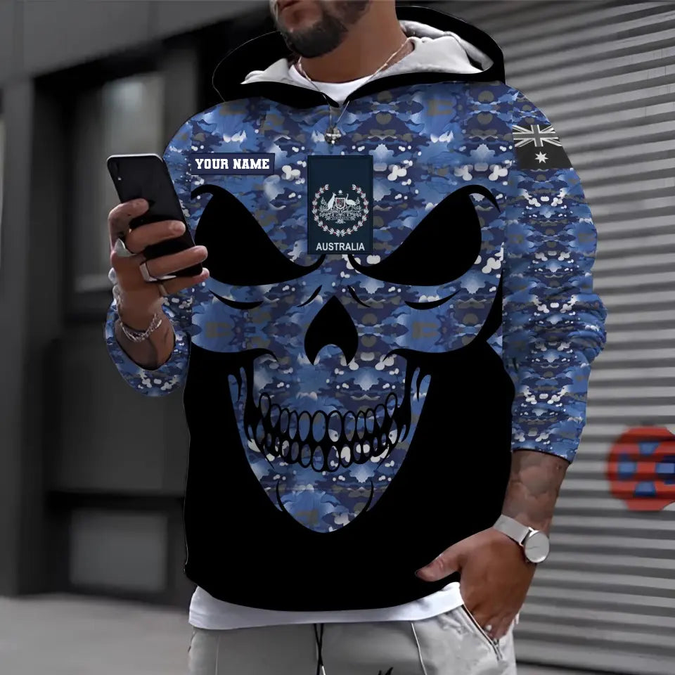 Sweat à capuche personnalisé avec camouflage soldat/vétéran australien avec nom et grade imprimé en 3D - 1699401609