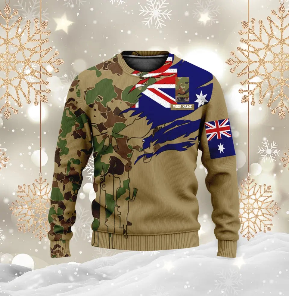 Sweat à capuche personnalisé avec camouflage soldat/vétéran australien avec nom et grade imprimé en 3D - 1699401612