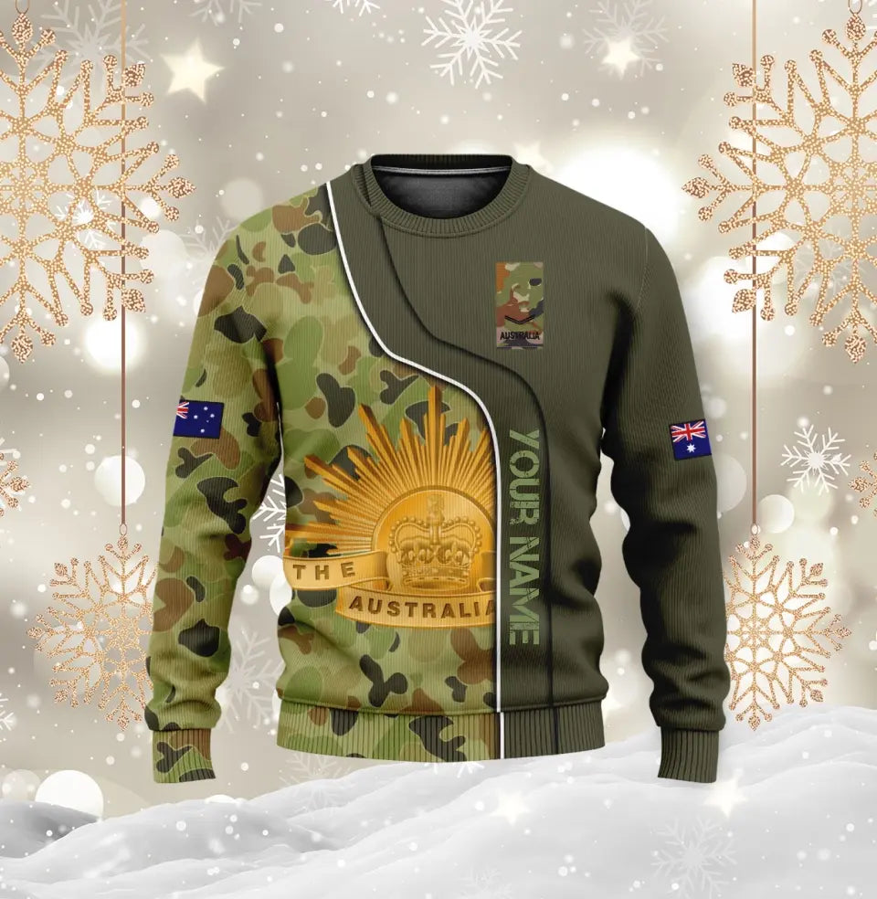 Sweat à capuche personnalisé avec camouflage soldat/vétéran australien avec nom et grade imprimé en 3D - 1699401615