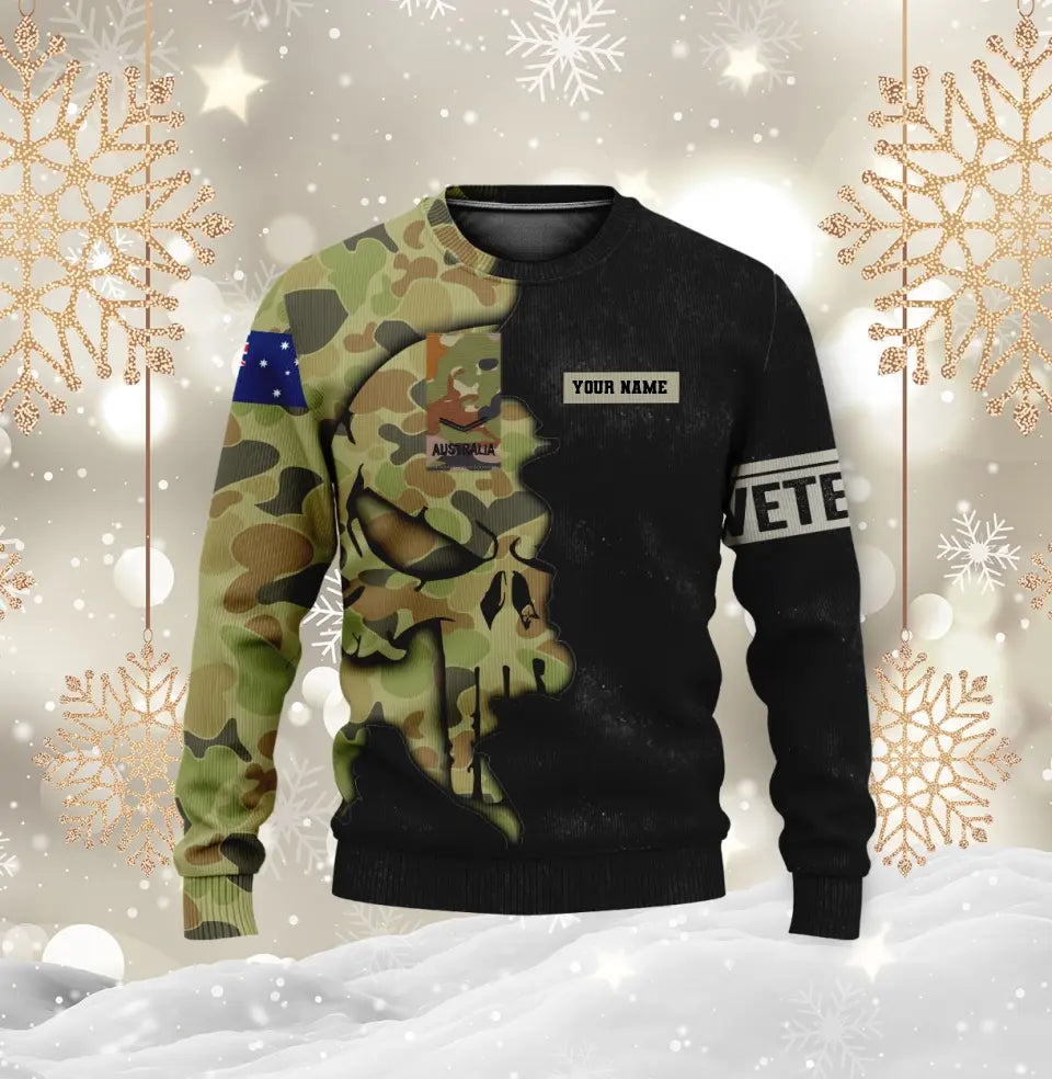 Sweat à capuche personnalisé avec camouflage soldat/vétéran australien avec nom et grade imprimé en 3D - 1699401613