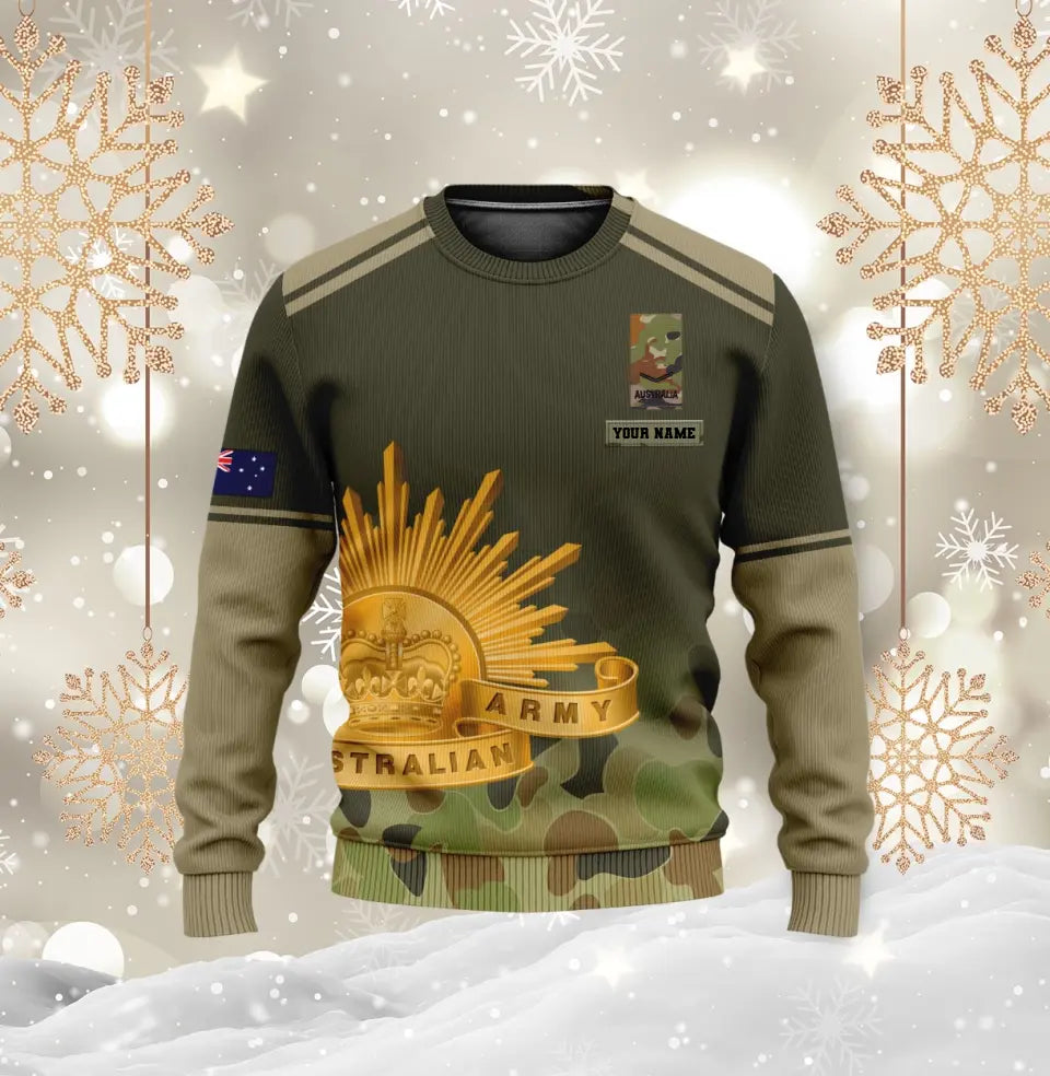 Sweat à capuche personnalisé avec camouflage soldat/vétéran australien avec nom et grade imprimé en 3D - 1699401614