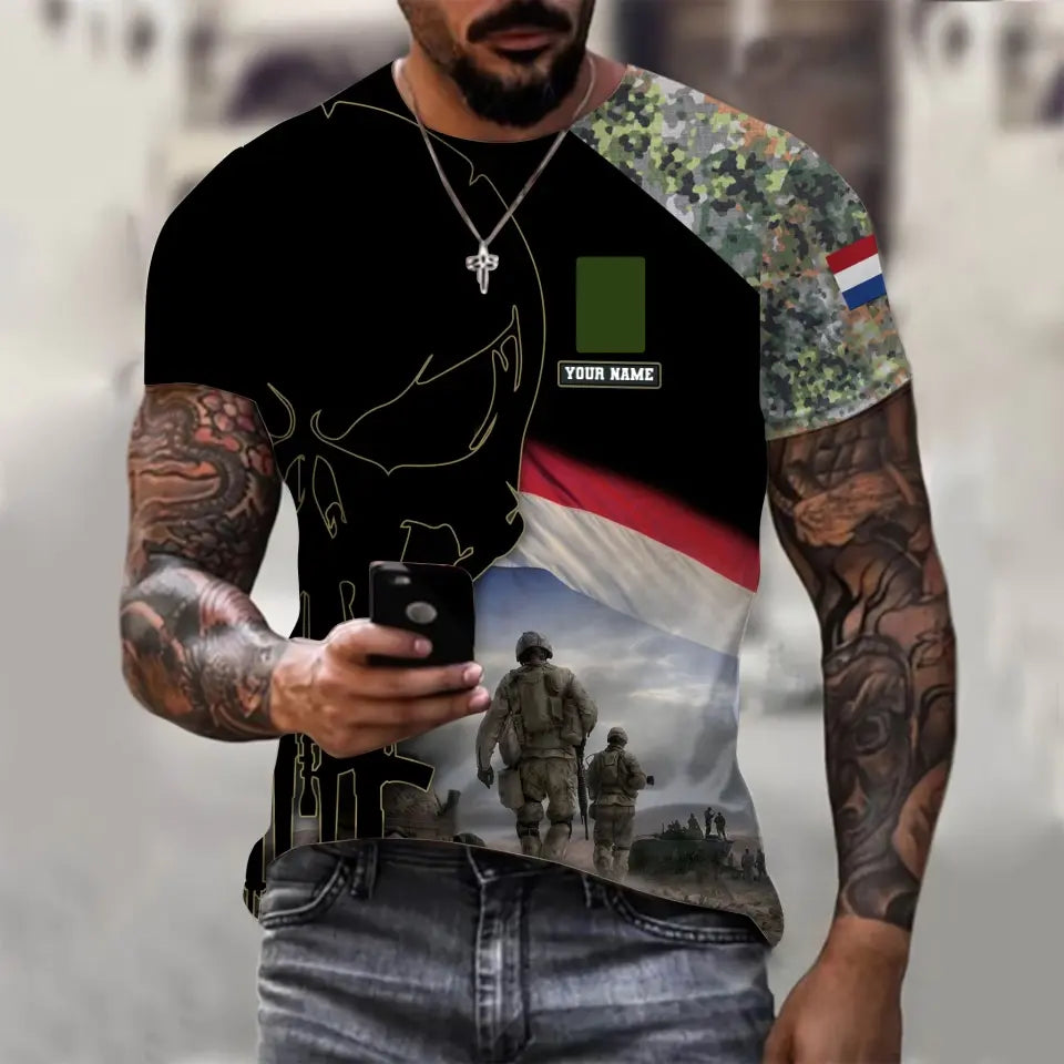 Sweat à capuche personnalisé avec camouflage soldat/vétéran des Pays-Bas avec nom et grade imprimé en 3D - 16976736