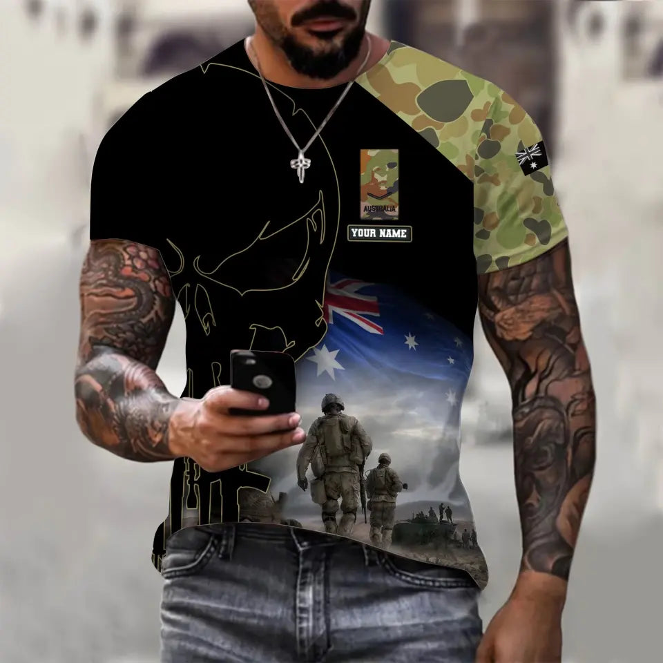 Sweat à capuche personnalisé avec camouflage soldat/vétéran australien avec nom et grade imprimé en 3D - 16976736