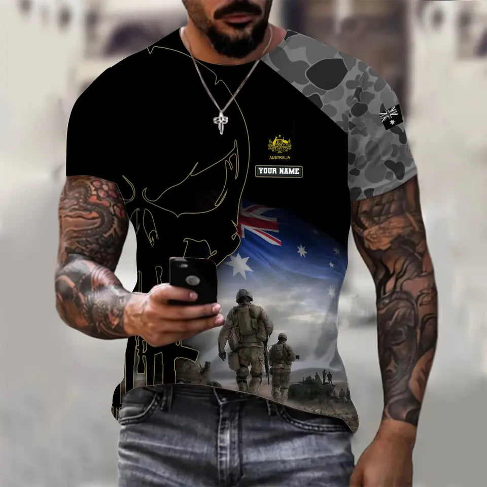 Sweat à capuche personnalisé avec camouflage soldat/vétéran australien avec nom et grade imprimé en 3D - 16976736