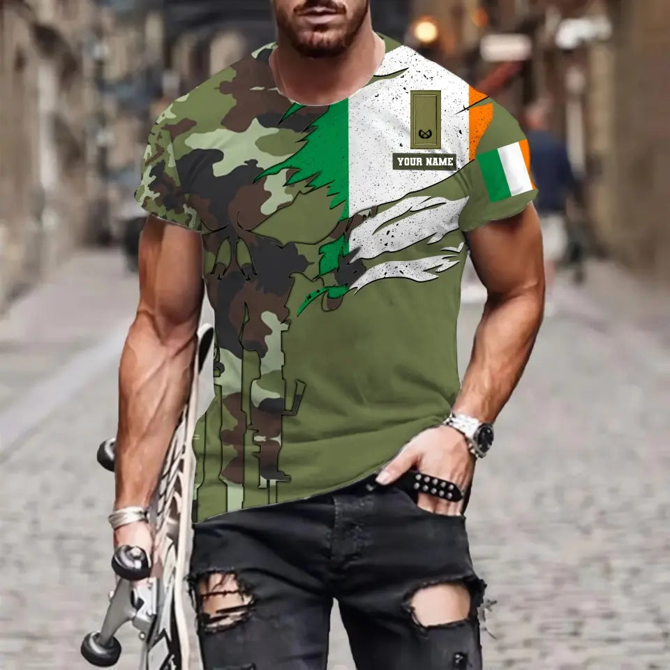 Personalized Ireland Soldier/ Veteran Camo With Name And Rank Hoodie - 16989696