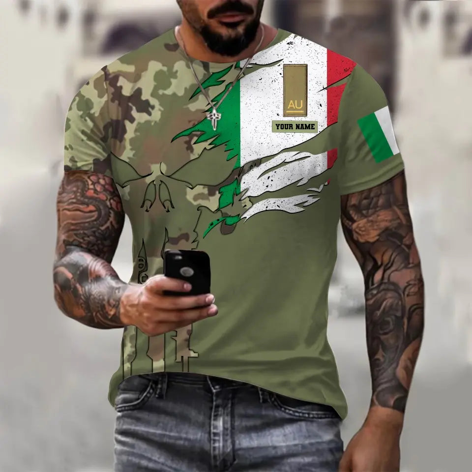 Personalisierter Kapuzenpullover mit Camouflage-Muster für italienische Soldaten/Veteranen mit Namen und Rang – 0311230001