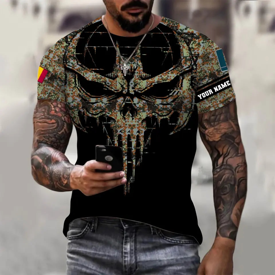 Sweat à capuche personnalisé avec camouflage soldat/vétéran belge avec nom et grade imprimé en 3D - 16977600