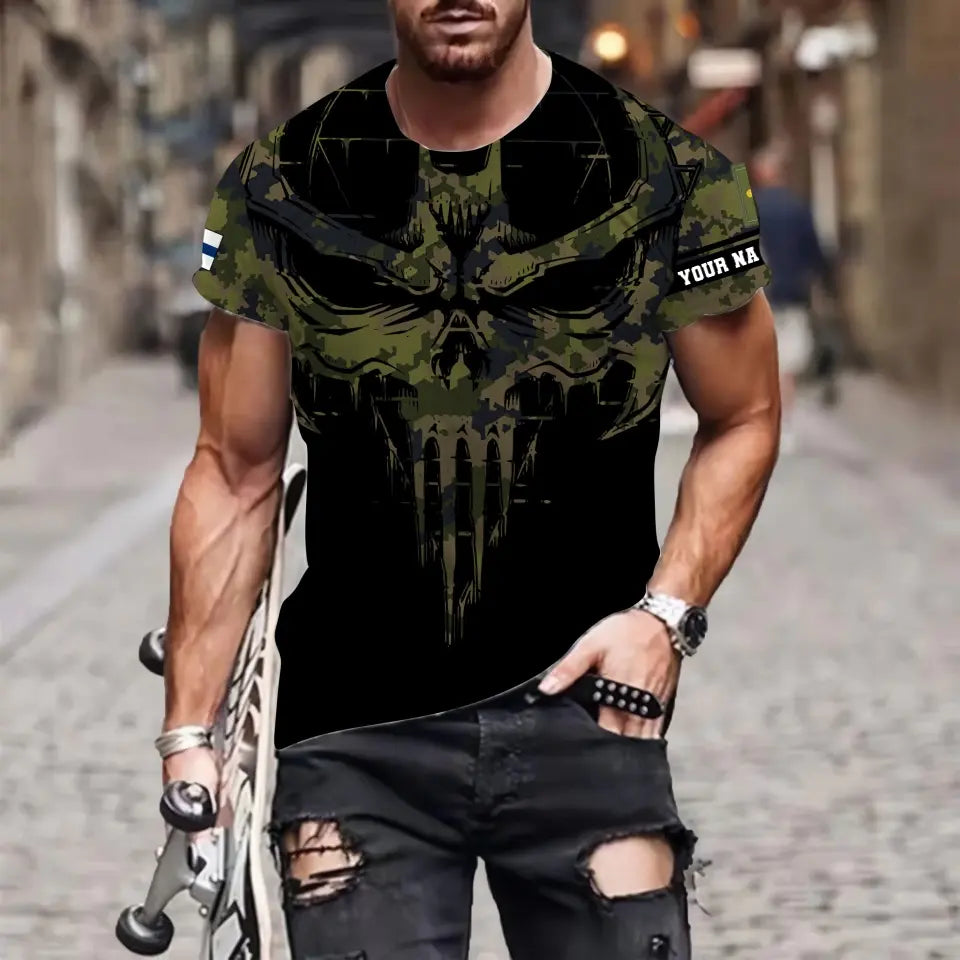 Sweat à capuche personnalisé avec camouflage soldat/vétéran finlandais avec nom et grade imprimé en 3D - 16977600