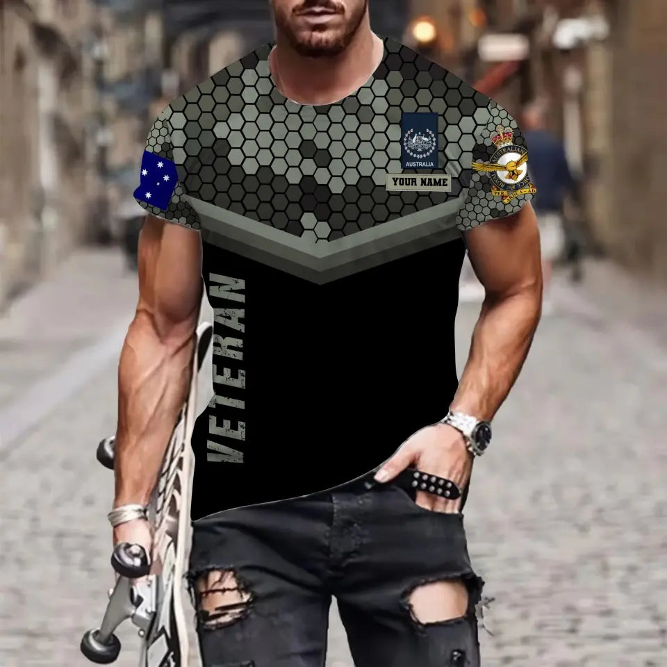 Sweat à capuche personnalisé avec camouflage soldat/vétéran australien avec nom et grade imprimé en 3D - 1699401614