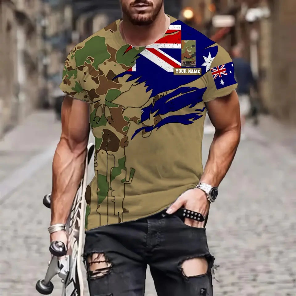 Personalized Australia Soldier/ Veteran Camo With Name And Rank Hoodie 3D Printed - 1699401612