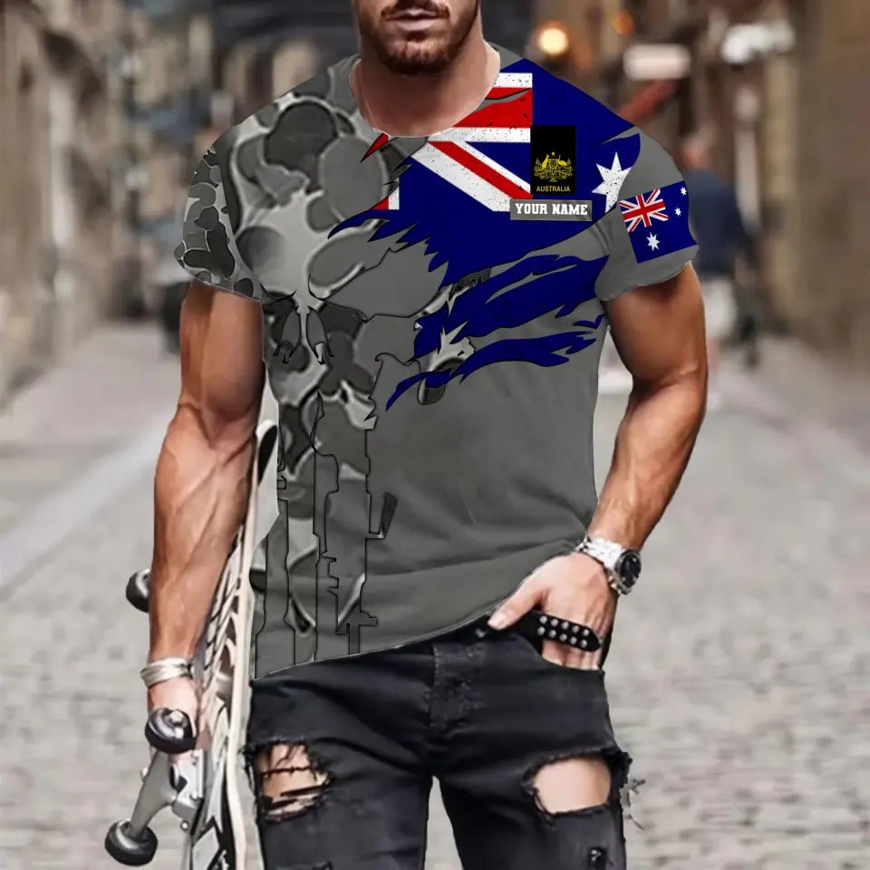 Personalisierter australischer Soldat/Veteranen-Hoodie im Camouflage-Stil mit Namen und Rang, 3D-Druck – 1699401612