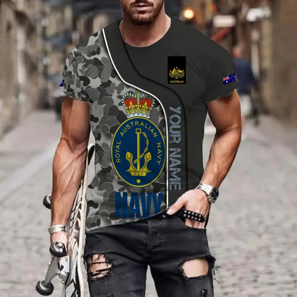 Sweat à capuche personnalisé avec camouflage soldat/vétéran australien avec nom et grade imprimé en 3D - 1699401615