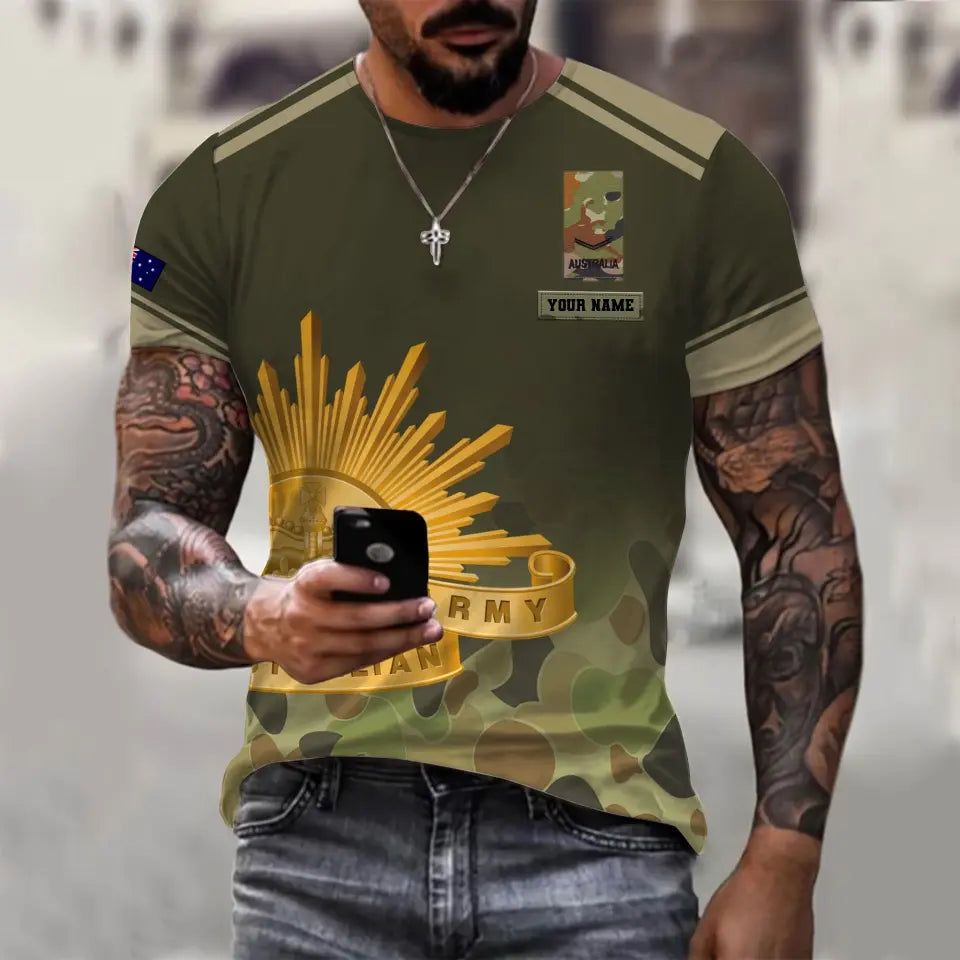 Personalized Australia Soldier/ Veteran Camo With Name And Rank Hoodie 3D Printed - 1699401614