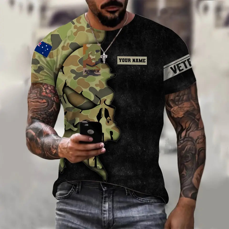 Sweat à capuche personnalisé avec camouflage soldat/vétéran australien avec nom et grade imprimé en 3D - 1699401613