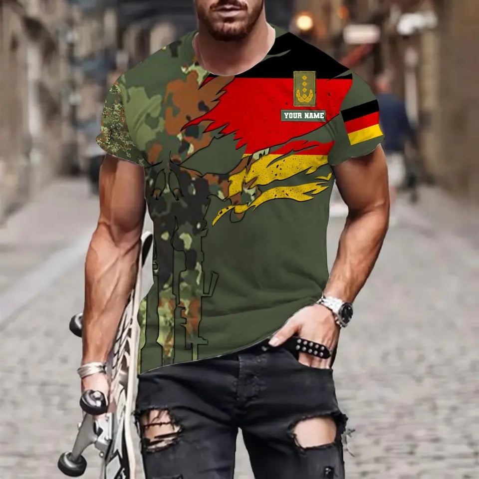 Sweat à capuche personnalisé avec camouflage soldat/vétéran allemand avec nom et grade imprimé en 3D - 0711230002