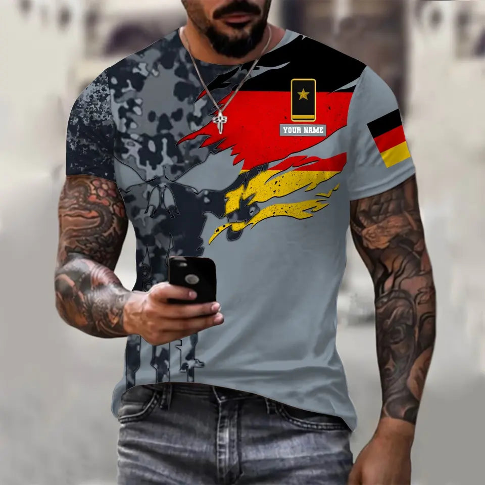 Sweat à capuche personnalisé avec camouflage soldat/vétéran allemand avec nom et grade imprimé en 3D - 0711230002