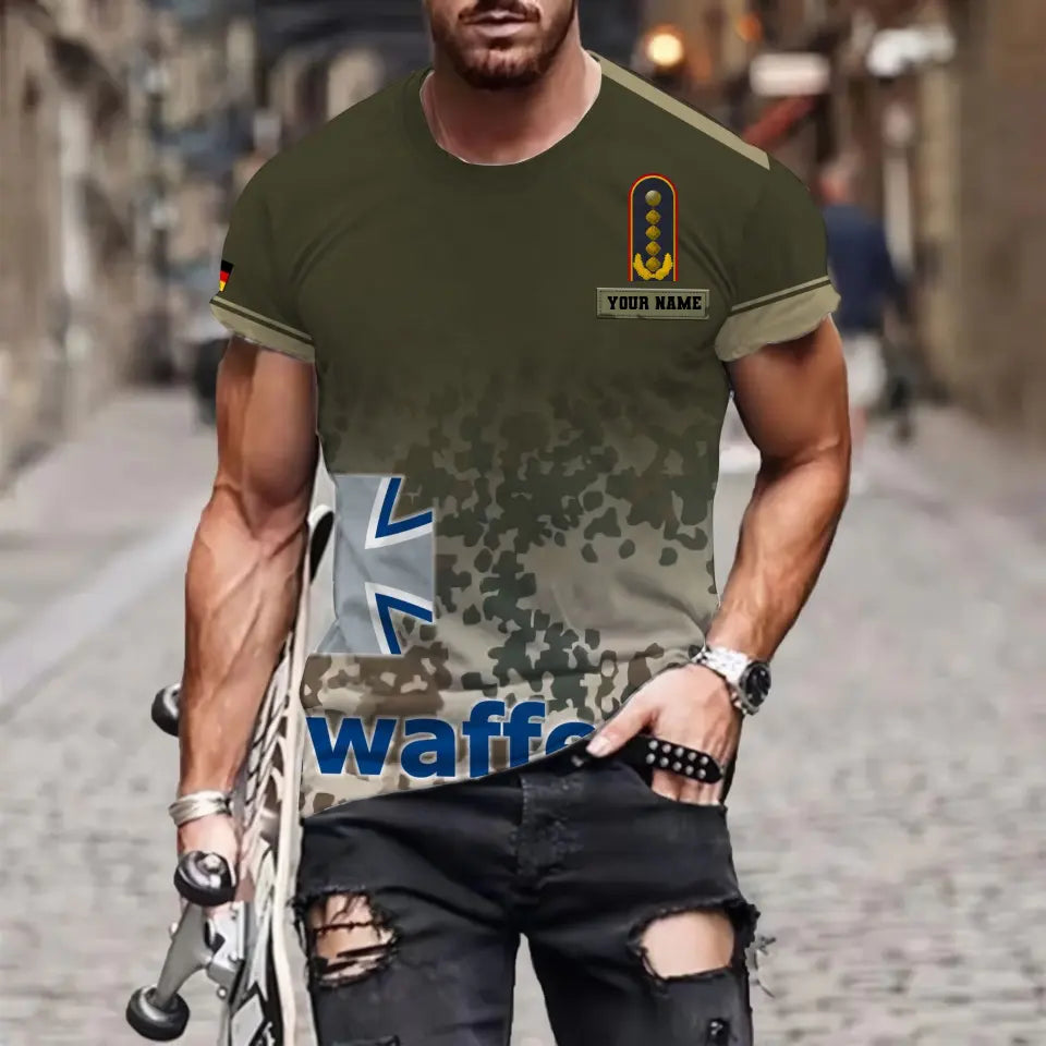 Sweat à capuche personnalisé avec camouflage soldat/vétéran allemand avec nom et grade imprimé en 3D - 0711230005