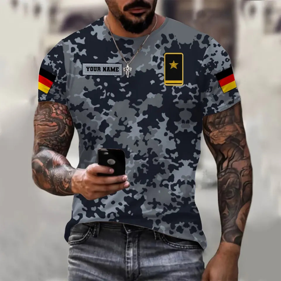 Sweat à capuche personnalisé avec camouflage soldat/vétéran allemand avec nom et grade imprimé en 3D - 0711230007