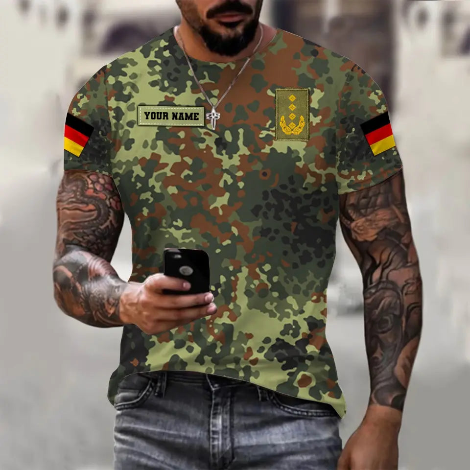 Sweat à capuche personnalisé avec camouflage soldat/vétéran allemand avec nom et grade imprimé en 3D - 0711230007