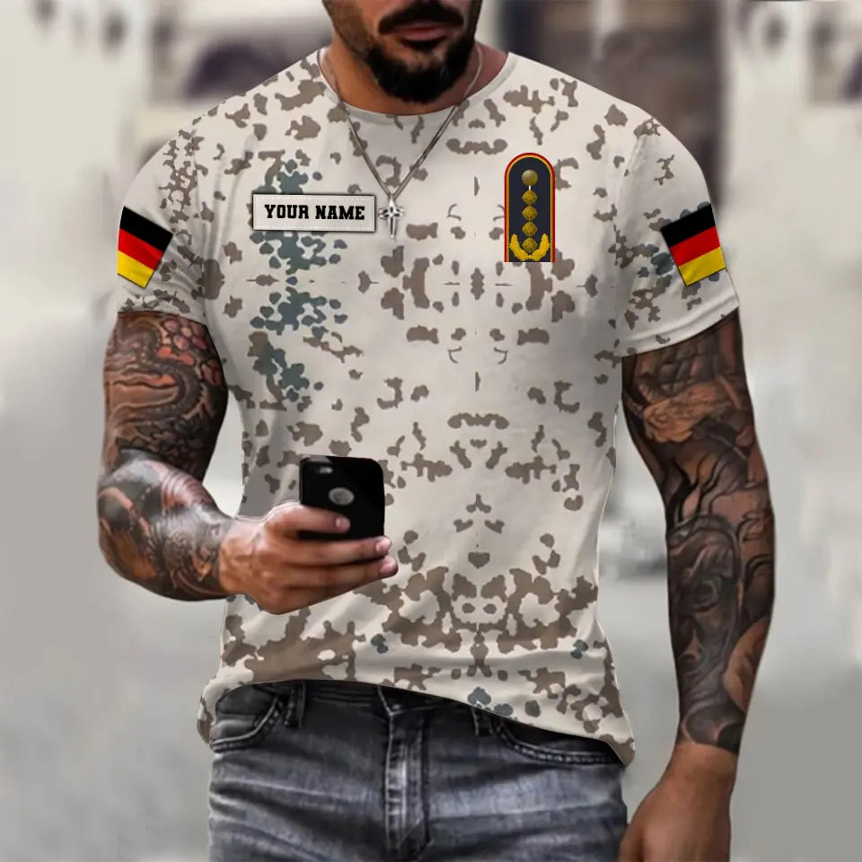 Sweat à capuche personnalisé avec camouflage soldat/vétéran allemand avec nom et grade imprimé en 3D - 0711230007