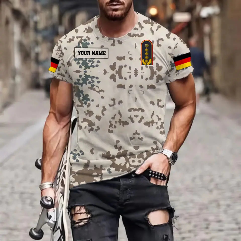 Sweat à capuche personnalisé avec camouflage soldat/vétéran allemand avec nom et grade imprimé en 3D - 0711230007