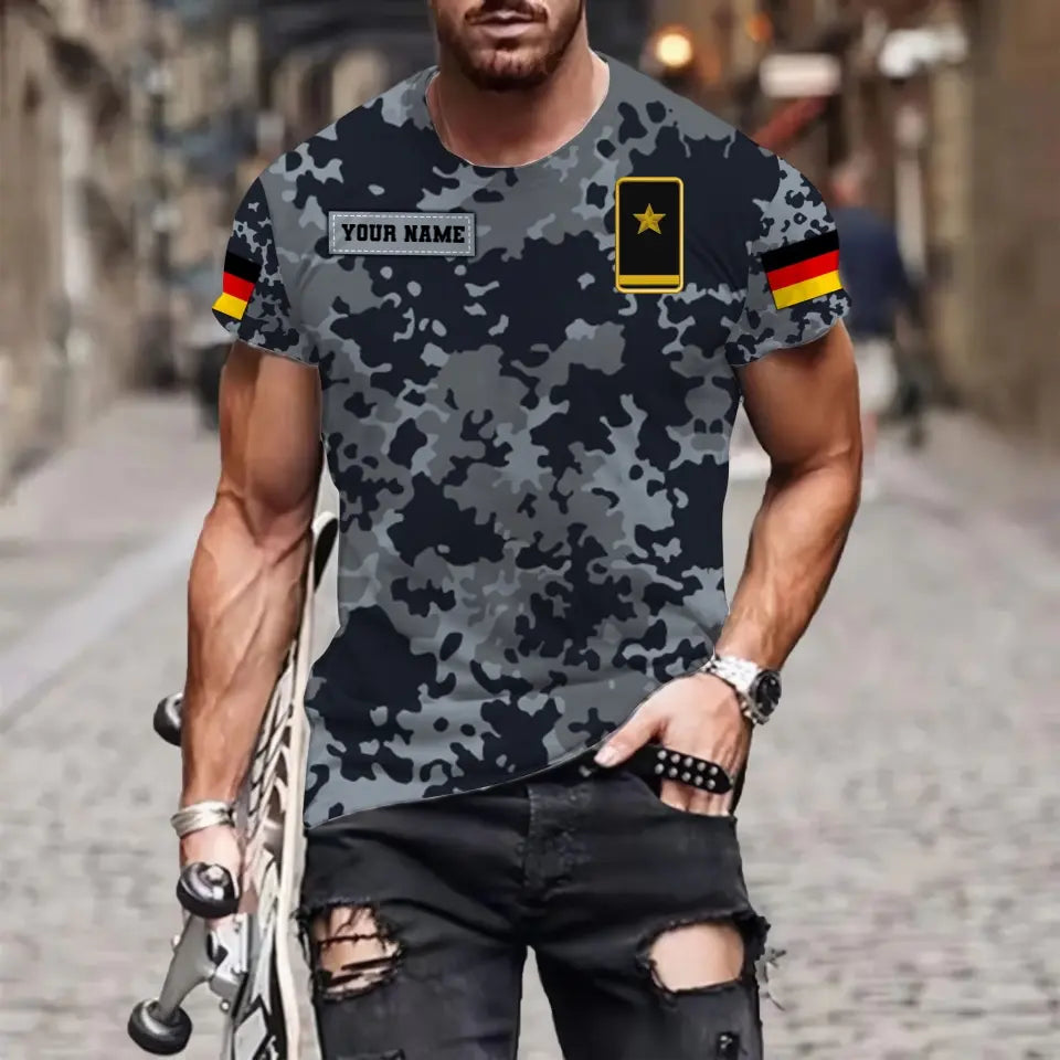 Sweat à capuche personnalisé avec camouflage soldat/vétéran allemand avec nom et grade imprimé en 3D - 0711230007