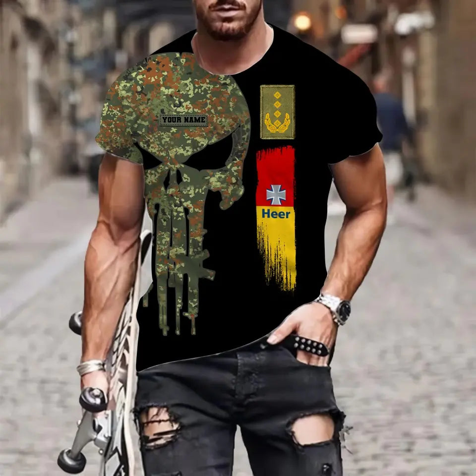 Sweat à capuche personnalisé avec camouflage soldat/vétéran allemand avec nom et grade imprimé en 3D - 0610230001