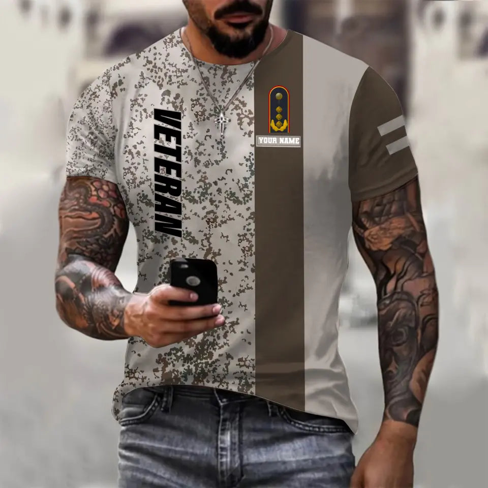 Sweat à capuche personnalisé avec camouflage soldat/vétéran allemand avec nom et grade imprimé en 3D - 0610230002