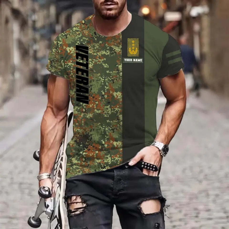 Sweat à capuche personnalisé avec camouflage soldat/vétéran allemand avec nom et grade imprimé en 3D - 0610230002