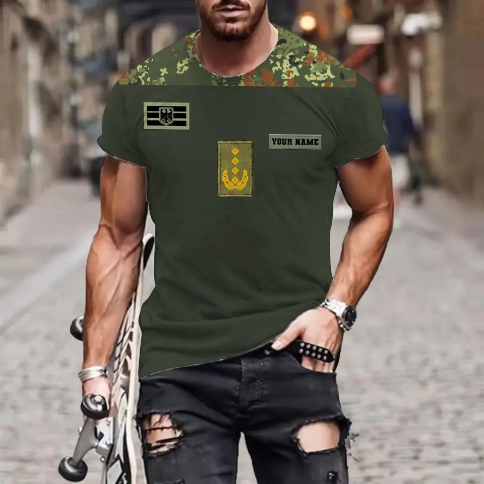 Sweat à capuche personnalisé avec camouflage soldat/vétéran allemand avec nom et grade imprimé en 3D - 0610230003