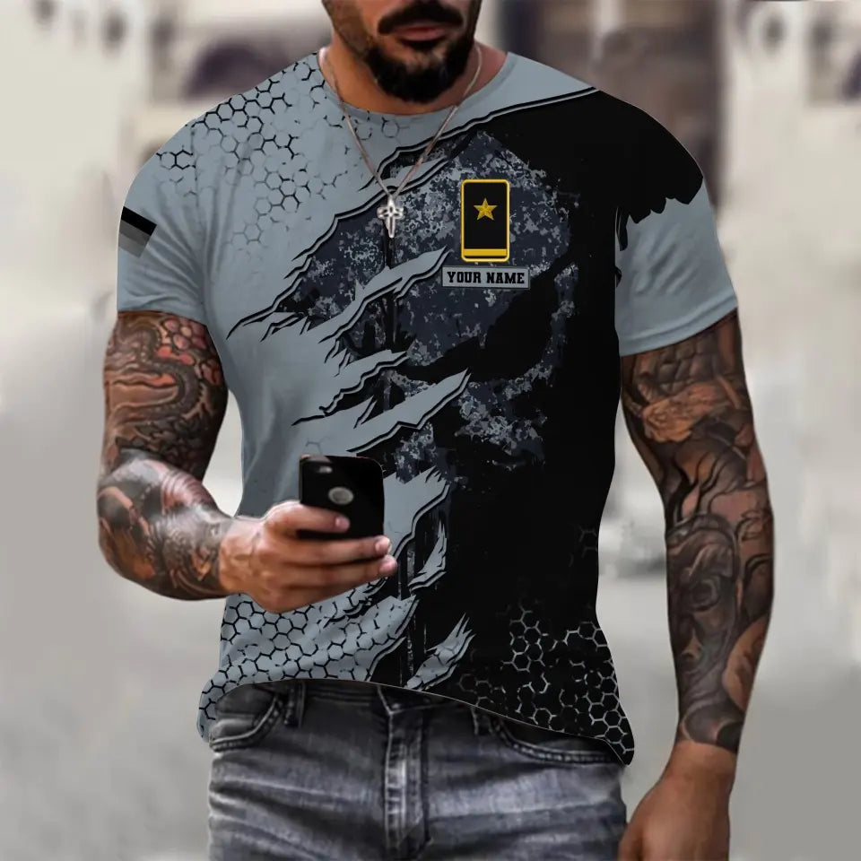 Sweat à capuche personnalisé avec camouflage soldat/vétéran allemand avec nom et grade imprimé en 3D - 0711230012