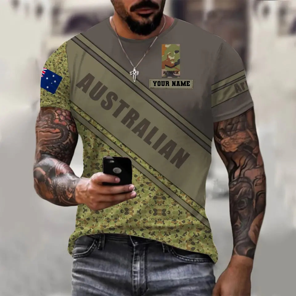 Personalisierter australischer Soldat/Veteranen-Hoodie im Camouflage-Stil mit Namen und Rang, 3D-Druck – 1699401604