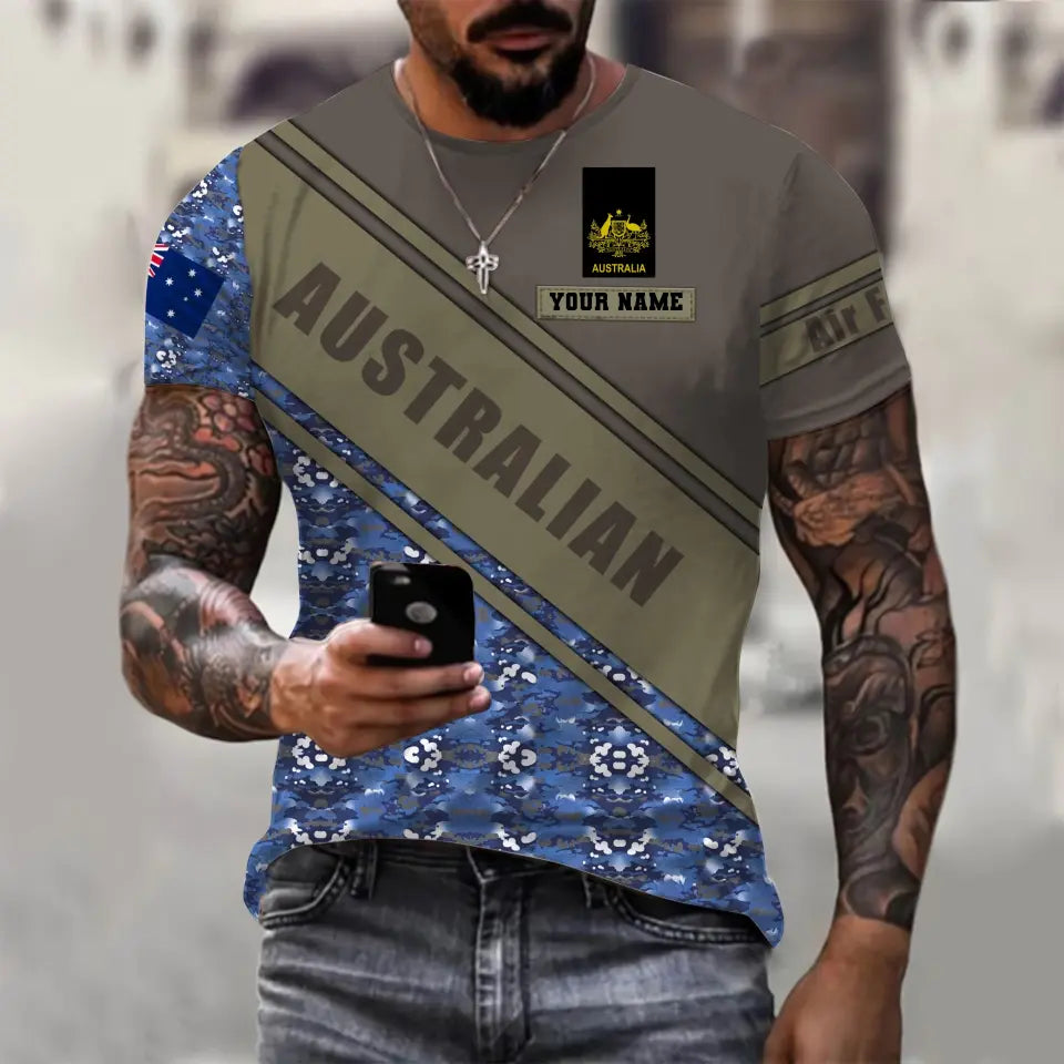 Personalisierter australischer Soldat/Veteranen-Hoodie im Camouflage-Stil mit Namen und Rang, 3D-Druck – 1699401604