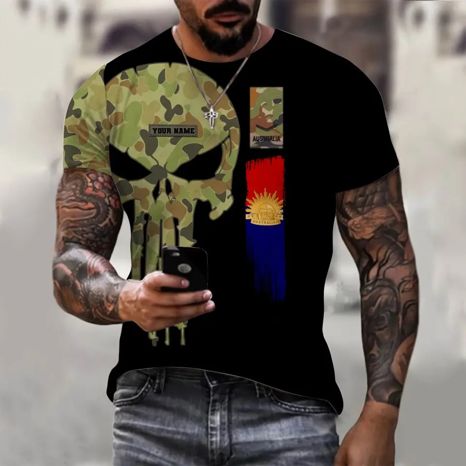 Personalized Australia Soldier/ Veteran Camo With Name And Rank Hoodie 3D Printed - 1699401605