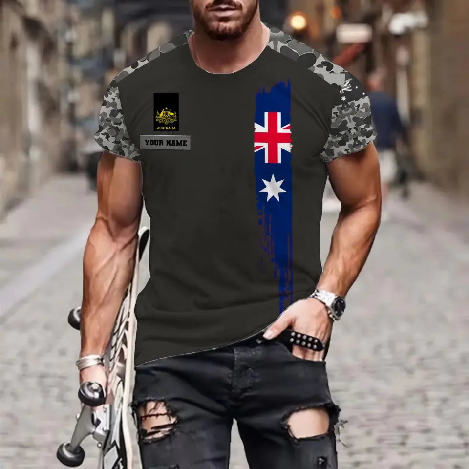 Personalisierter australischer Soldat/Veteranen-Hoodie im Camouflage-Stil mit Namen und Rang, 3D-Druck – 1699401607