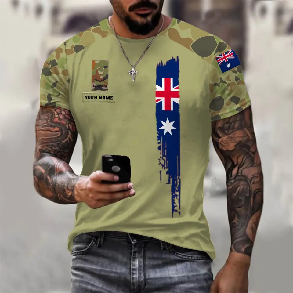 Sweat à capuche personnalisé avec camouflage soldat/vétéran australien avec nom et grade imprimé en 3D - 1699401607