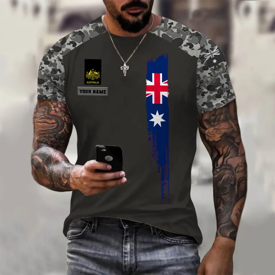 Personalized Australia Soldier/ Veteran Camo With Name And Rank Hoodie 3D Printed - 1699401607