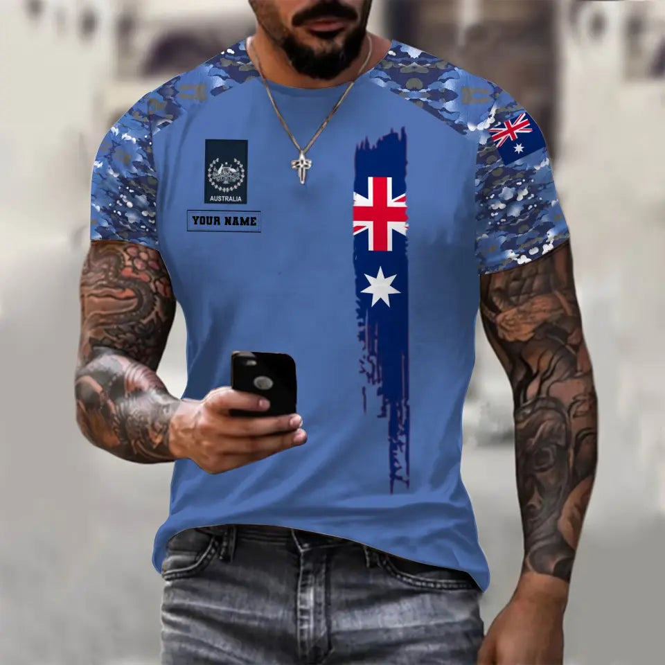 Sweat à capuche personnalisé avec camouflage soldat/vétéran australien avec nom et grade imprimé en 3D - 1699401607