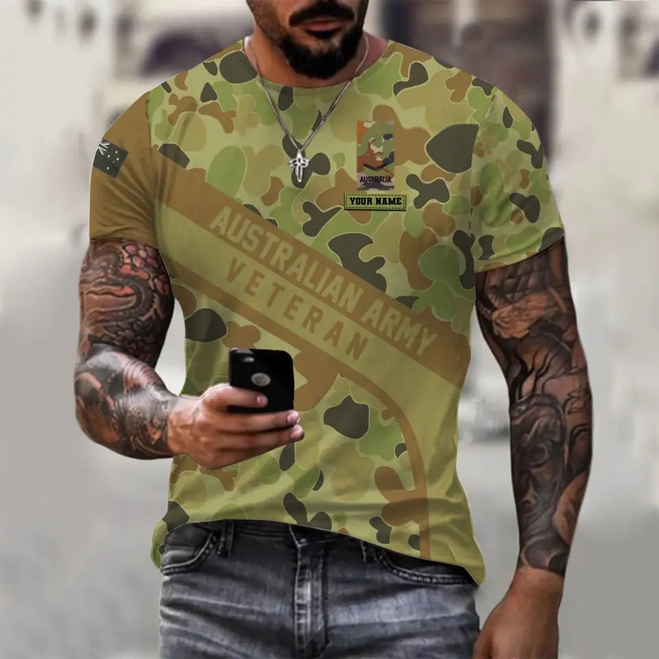 Personalisierter australischer Soldat/Veteranen-Hoodie im Camouflage-Stil mit Namen und Rang, 3D-Druck – 1699401608