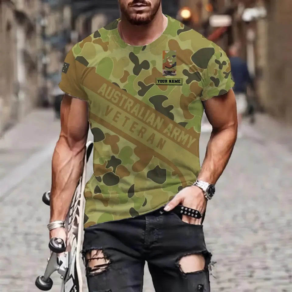 Personalisierter australischer Soldat/Veteranen-Hoodie im Camouflage-Stil mit Namen und Rang, 3D-Druck – 1699401608