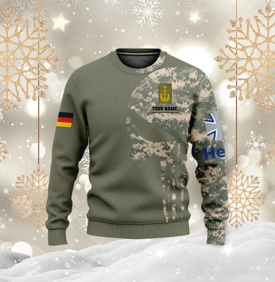 Personalisierter Kapuzenpullover mit Camouflage-Muster für deutsche Soldaten/Veteranen mit Namen und Rang, 3D-Druck – 0611230008