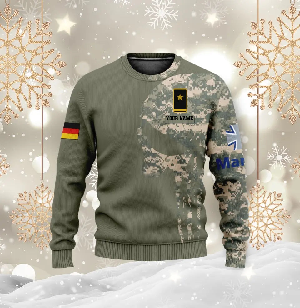 Sweat à capuche personnalisé avec camouflage soldat/vétéran allemand avec nom et grade imprimé en 3D - 0611230008