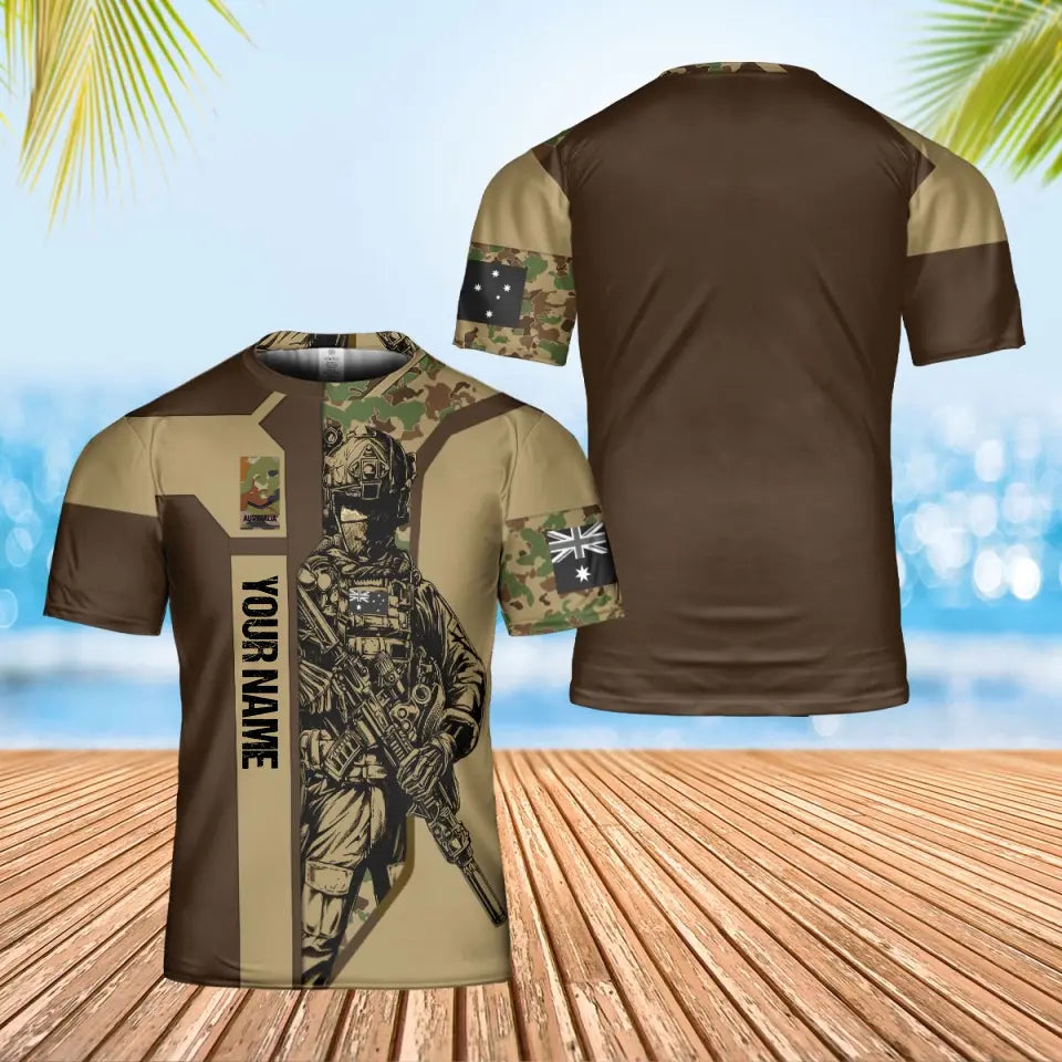 Personalized Australia Soldier/ Veteran Camo With Name And Rank T-shirt 3D Printed - 0102240003