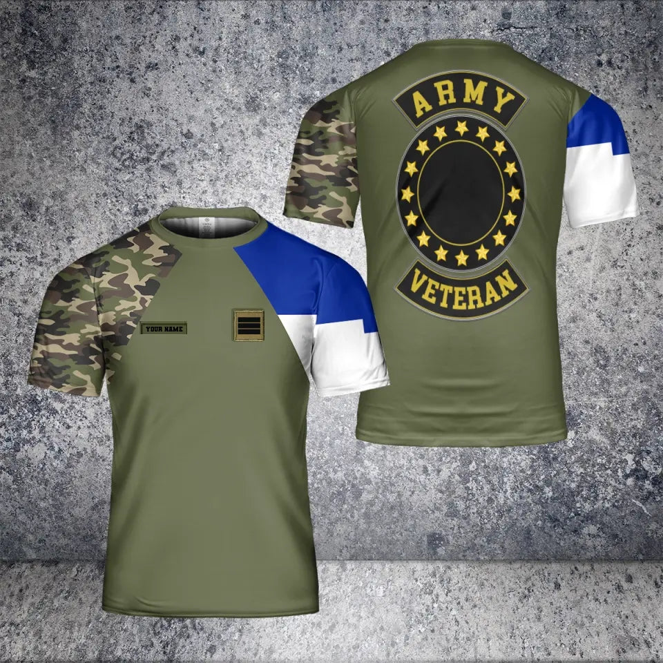 Personalisiertes T-Shirt mit Camouflage-Muster für französische Soldaten/Veteranen mit Namen und Rang, 3D-Druck – 2101240002