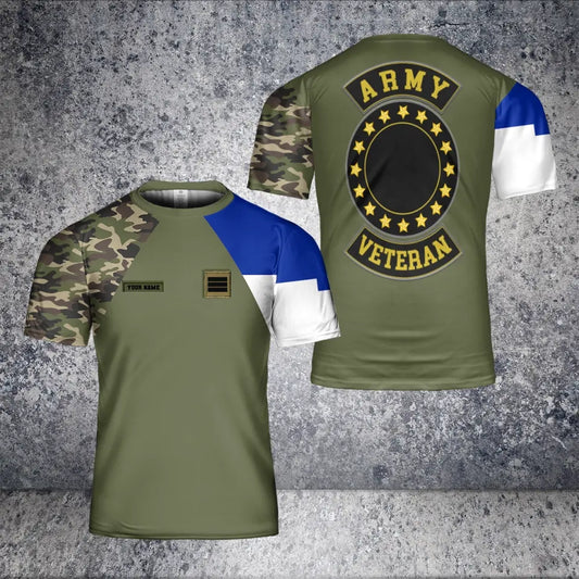 T-shirt personnalisé avec camouflage soldat/vétéran de la France avec nom et grade imprimé en 3D - 2101240002