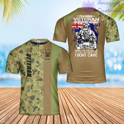 Personalisiertes T-Shirt mit australischem Soldaten-/Veteranen-Tarnmuster mit Namen und Rang, 3D-Druck – 0302240005