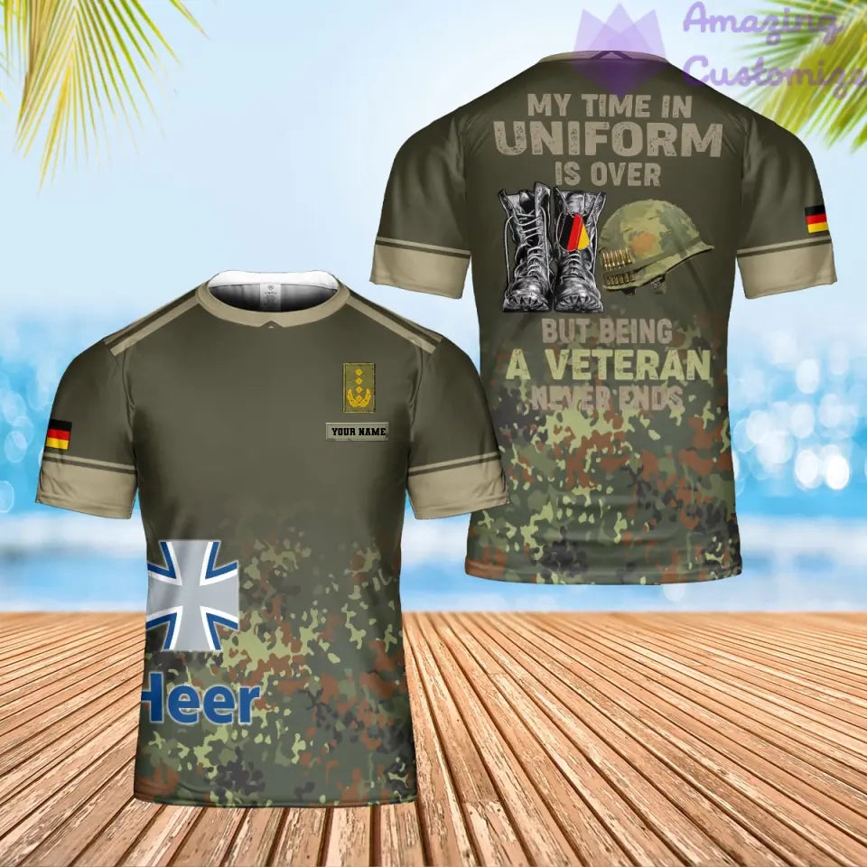 Personalisiertes T-Shirt mit Camouflage-Muster für deutsche Soldaten/Veteranen mit Namen und Rang, 3D-Druck – 0102240003