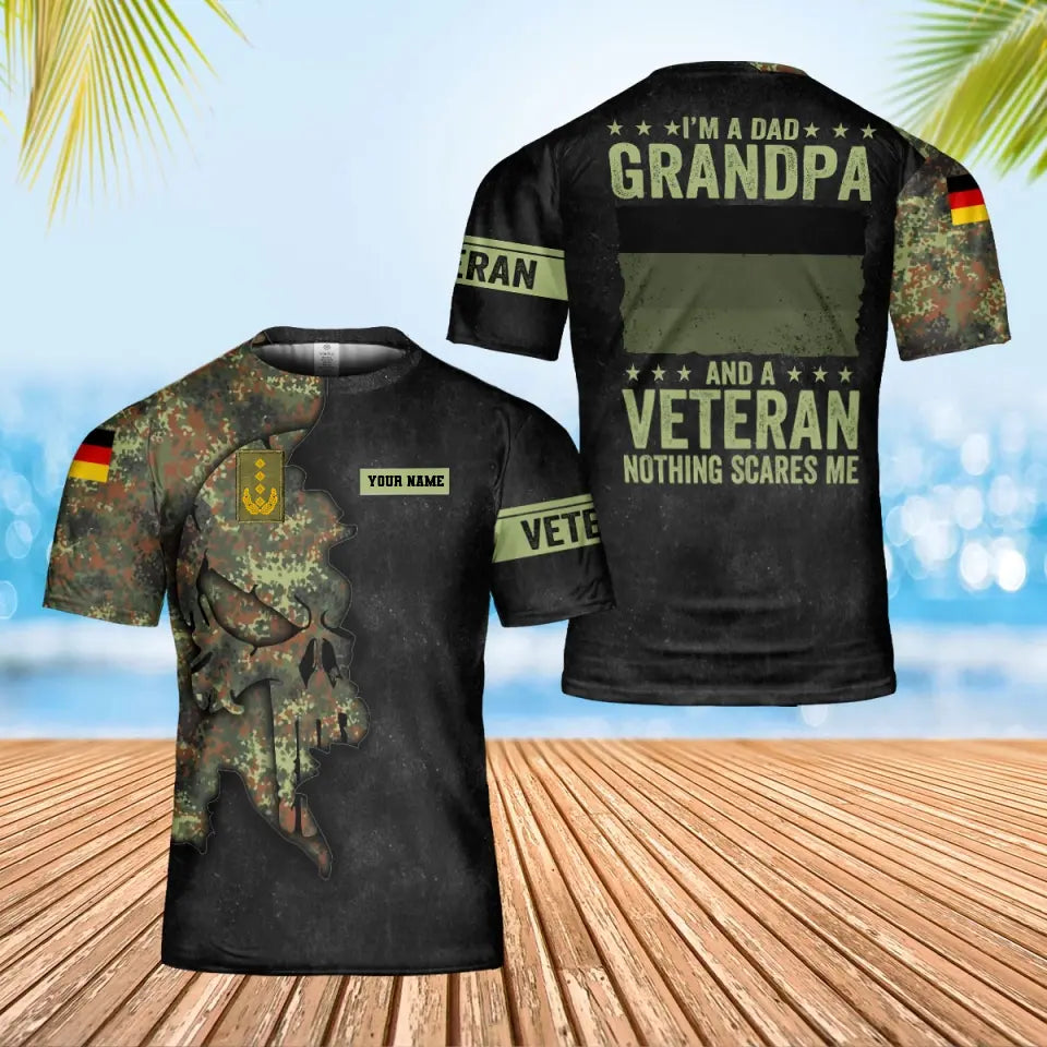 Personalisiertes T-Shirt mit Camouflage-Muster für deutsche Soldaten/Veteranen mit Namen und Rang, 3D-Druck – 0402240005