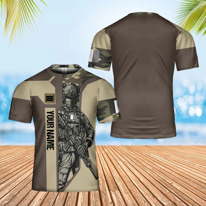 Personalized France Soldier/ Veteran Camo With Name And Rank T-shirt 3D Printed - 0302240001